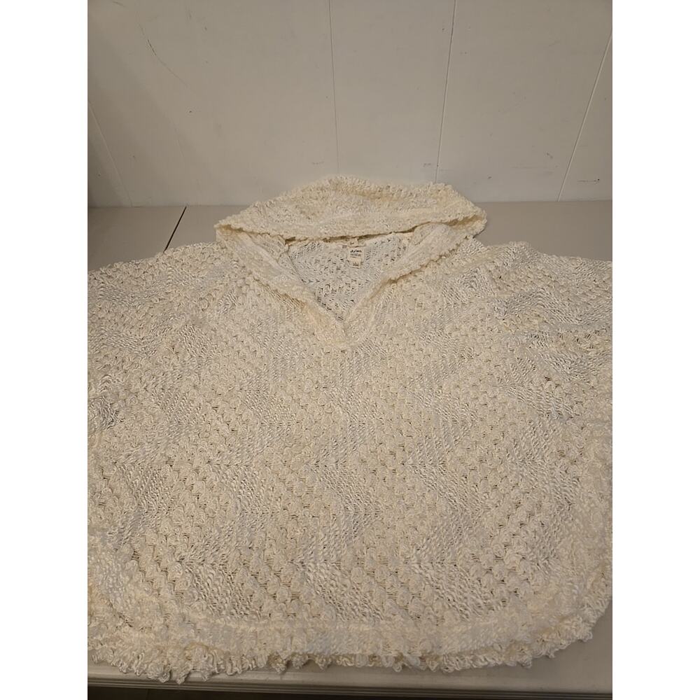 Crocheted Cropped Hoodie Sweater White Sz LG Acrylic/Wool Luxury Career Workwear